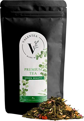 VALENTEA BIO Grüner Tee - Granatapfel & Minze - Premium lose Teemischung - heiß & kaltg (GREEN BEAUTY, 100g) Cover