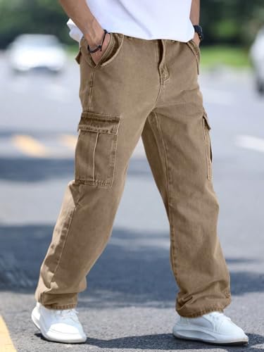 Image of AVANOVA Men's Cargo Jeans Slim Fit | Stylish Stretch Denim Trousers with Multi Pockets | Casual Wear Pants for Men | Comfortable Daily & Office Denim Wear Bottoms (Jeans 250)