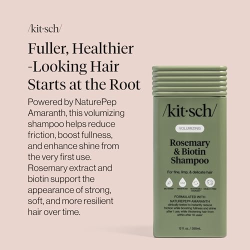 Image of Kitsch Volumizing Rosemary & Biotin Liquid Shampoo for Hair Growth - Shampoo for Men and Women, Boosts Fullness & Shine After 1 Use - Clean Bio-Based Hair Care, Color-Safe, Made in USA - 12 oz
