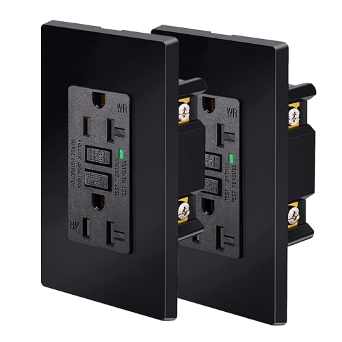 NineLeaf 20A Black GFCI Outlet 2-Pack