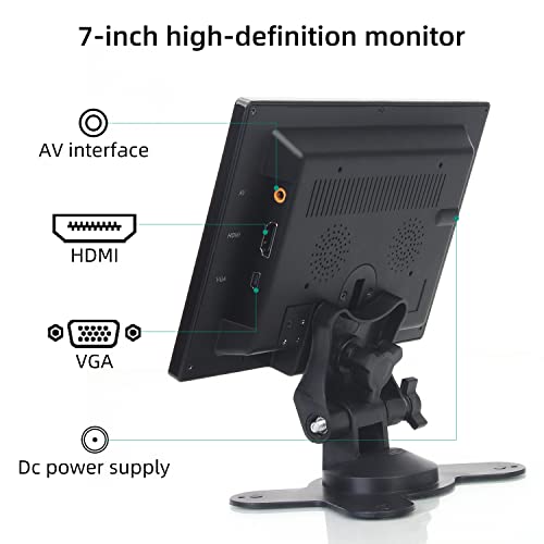 AISHICHEN Mini-Monitor, Raspberry Pi-Display, Draagbare HDMI-Monitor Met VGA /HDMI/AV/BNC/USB-Poort, Touch-Knop Voor Kantoor, Bedrijf, Huishoudelijk Gebruik, Computer (7 Inch, 1024