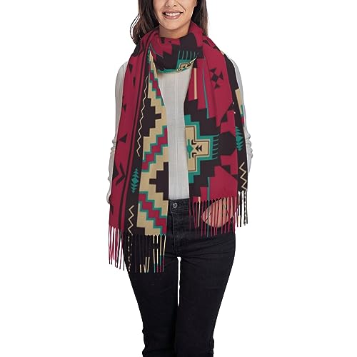 Native American Kokopelli Women's Fashion Scarf with Art Printed Tassel Soft Cashmere Warm Large Blanket Wrap Shawl