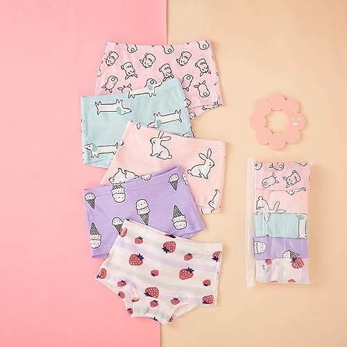 Girls' Assorted Boyshort Underwear Seamless Little Girls Cute Cotton Panties Toddler Kids Underwear 5 Pack4