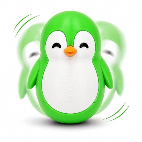 Image of Roly Poly Penguin Wobbler | Cute Self-Righting Penguin Desk Toy | Stress Relief Fidget Toy | Mini Penguin Collectible | Office Desk Decor & Gift (Emerald Green, 1 pc)