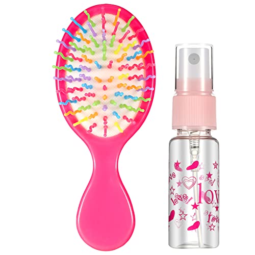 Doll Hair Brush and Spray Bottle Set Pink Doll Hairbruch Doll Wig Brush Plastic Doll Hair Care Brush Styling and Detangling Accessories for 18 Inch Dolls