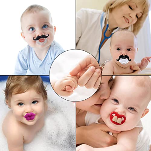 Solifegoble Funny Pacifiers For Babies,Newborn Baby Soother, Funny Pcifiers For 0-6 Months, Mustache Pacifier,Teeth Binky,Gift Pacifiers For Boys And Girls (4 Pacifiers) #TOP1