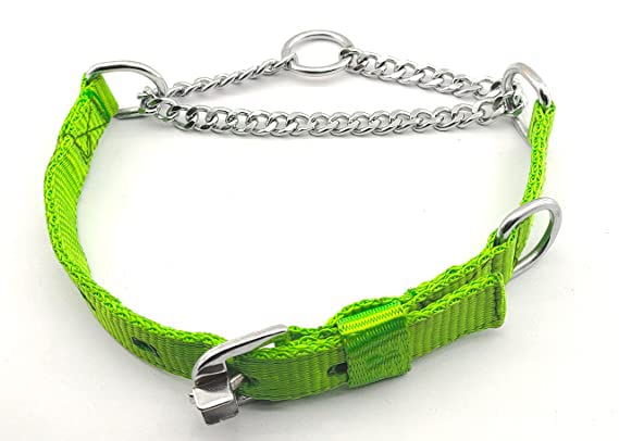 D&C PAWS Dog Choke Pet Nylon Half Chain Collar - Adjustable Collar and Strong Reflective Nylon Padded, Safety Metal Chain for Dogs - Green (Small) (B0C4L7PFGS) Amazon Price History, Amazon Price Tracker