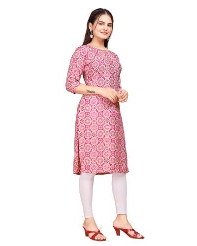 Image of Women's Straight Fit Printed Crepe Kurta, Casual Wear Kurti Design No 180