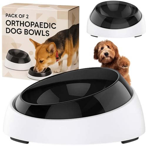 Confezione da 2 ciotole per cani ortopediche, antiscivolo, anti versamento, design anti-ribaltamento, per cani anziani e anziani