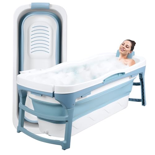 Upgrade 56" Large Portable Bathtub for Adult, Foldable No Install...