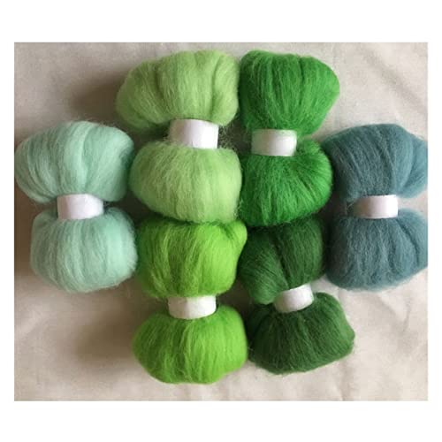 TRENDYBOY Kit de crochet fil DIY 100 % fibre de laine verte 6 couleurs 10/sac laine pour poignée de feutrage à l'aiguille, ensemble d'outils de laine Roving (couleur : gris foncé) Cover