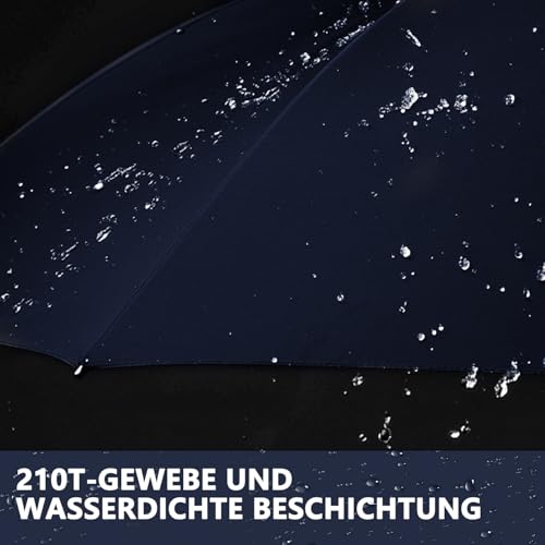 Chic Defend Regenschirm Sturmfest für Regen Automatik Taschenschirm mit 9 Rippen Faltbar Kompakte Reise Umbrella mit Schirmtasche für Herren und Damen, Leicht & Kompakt (Schwarz)