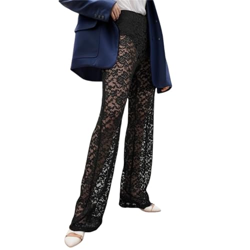 Inpunktoo Women's Trendy Comfy Lace Loose Pants - High Waist