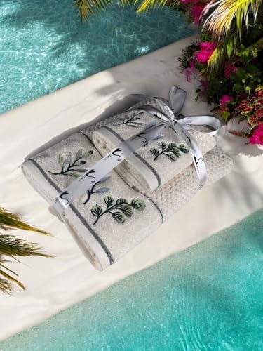 Image of SENSES By Riba Cotton Towel Set 550 GSM - Design 2, 2 Pcs| 1 Bath + 1 Hand Towels Combo | Super Soft, Absorbent, Lightweight, Antimicrobial, Low Linting
