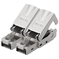 AXFEE 2 x RJ45 Stecker Werkzeuglos, CAT6A CAT6 Netzwerkstecker, Kompatibel mit Cat6A Cat6 Kabeln, Lan Stecker, LSA Vollgeschirmt, Ideal für Heim- & Büronetzwerke