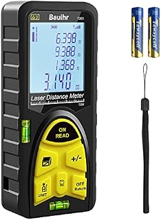 Bauihr Laser Measure 50M, Laser Distance Meter 165ft, Portable Handle Digital Measure Tool with Bubble Levels, Large Backlit LCD Display and Waterproof IP54 (Battery Included)
