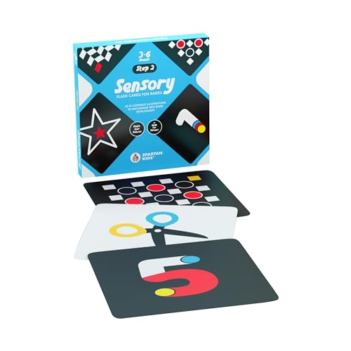 Image of SPARTAN KIDS Sensory Flash Cards for New Born Babies | Hi Contrast Illustrations to Encourage Infants Development Black & White Flash Cards for Age 3 to 6 Months | 40 Flash Cards