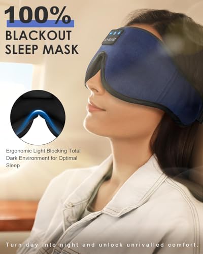 Image of LC-dolida Sleep Headphones, Sleep Mask Bluetooth Wireless Music Eye Mask, Sleeping Headphones for Side Sleepers Sleep Mask with Bluetooth Headphones Ultra-Thin Stereo Speakers Perfect for Sleeping