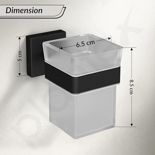 Image of Plantex Stainless Steel Tumbler Holder for Bathroom /Toothbrush Glass Holder /Bathroom Accessories - Pack of 1, Aqua (Black)