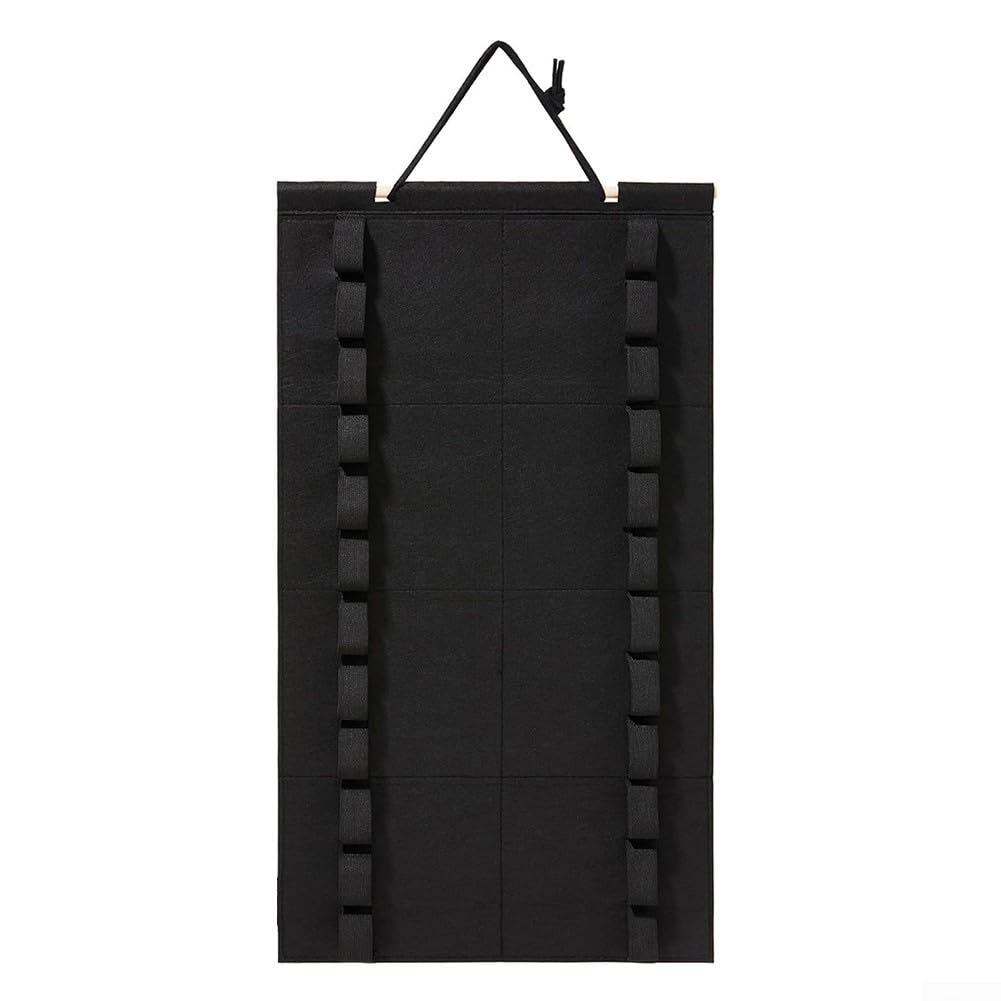 Sac de rangement pour ceinture de karaté pour arts martiaux, taekwondo et judo - Organiseur en feutre pouvant contenir jusqu'à 12 ceintures, montage mural, 62,5 x 34,5 cm, noir