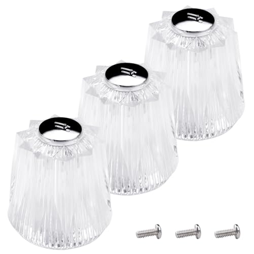 Juego de 3 pomos acrílicos de repuesto para ducha caliente con tornillos, mango de grifo de ducha, pomos universales transparentes compatibles con baño, cocina, fregadero y hogar (transparente)