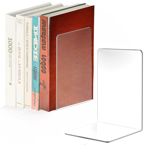Qualsen Sujetalibros Originales Sujeta Libros Estanteria Sujetalibros De Acrílico Transparente Soporte Libros Estanteria Separador De Libros Aguanta Libros para Oficina Escolar 18x12x12CM（2 Unidades）
