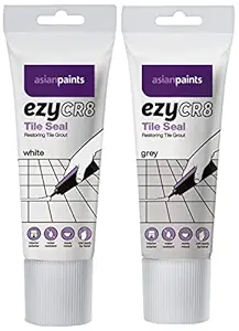 Asian Paints ezyCR8 Tile Seal (White), DIY Ready-mix Restoring Tile Grout for Bathroom, Kitchen Tiles ?? 200mL Tube andTile Seal (Grey), DIY Ready-mix Restoring Tile Grout 200mL Tube