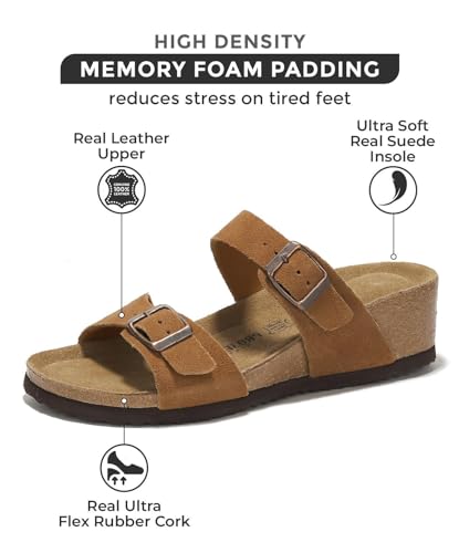 Image of Genuine Leather Cork Footbed Sandals by Project Cloud