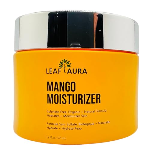 leaf aura Mango Moisturizer, Sulphate-Free, Organic+ Natural Formula. Hydrates+ Moisturizes Skin, Made In Canada, 57g