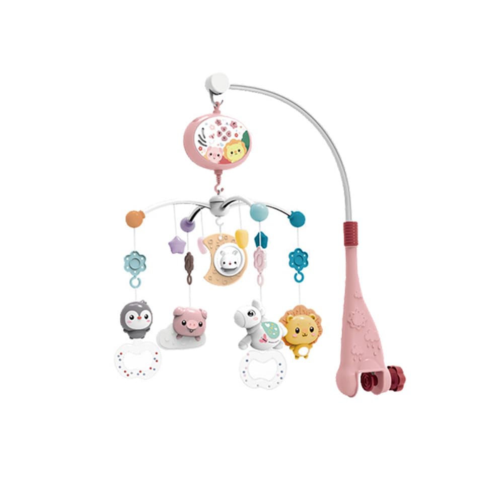 Mobile de Lit Bébé, Mobile Musical Bébé Rotatif avec Hochets Animaux Détachables et Support Mobile, Bébé Mobile de Berceau Musical, Décoration de Chambre d'enfant, Cadeau Nouveaux-nés