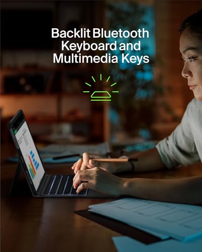 Image of Belkin Everyday Keyboard Case w /Cradle, Backlit Bluetooth Keyboard, Multi-Gesture Controls, Magnetic Apple Pencil Storage Compatibility, & Multimedia Keys for iPad Air 10.9 inch & iPad Pro 11 inch - Black