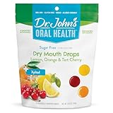 Dr. John's Healthy Sweets Dry Mouth Drops Lemon, Orange, & Tart Cherry with Zero Sugar, Dye Free, Plant Based, Keto Friendly, 24 Count, 3.85oz Bag