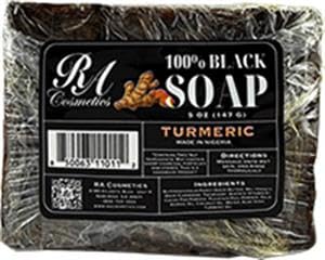 RA Cosmetics 100% African Black Soap Bar With Turmeric
