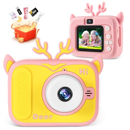 Bistfy Macchina Fotografica Bambini 40MP e 1080P HD Digitale Videocamera Obiettivo Doppio Selfie Fotocamera per Bambini...