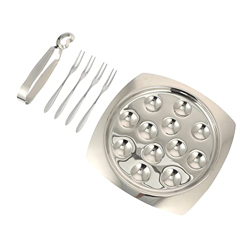 NAMOARLY Piatto in Acciaio Inossidabile Per Lumache Pinze Per Lumache in Acciaio Inossidabile Di Piatti e Forchette