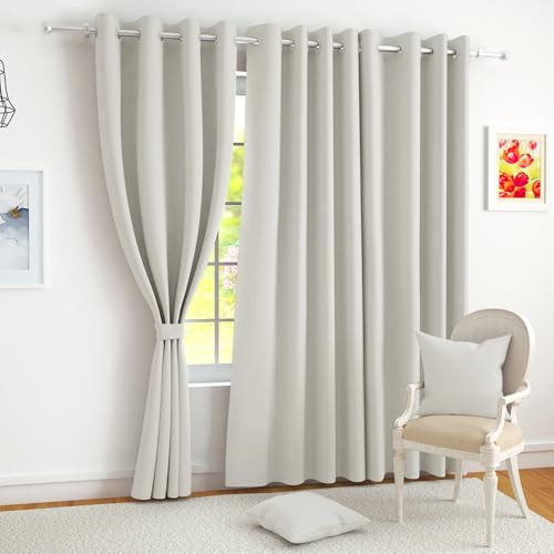 Image of Story@Home 100% True Blackout Long Door Curtain 9 Feet Long Set of 1 | Solid Design |Room Darkening Curtain | Thermal Insulated Curtains for Living Room, Bedroom | 116 X 275 Cm, Pastel Ivory