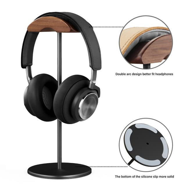 Support de casque en bois – Support de casque en noyer noir