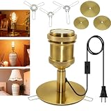 Puanticn Lamp Kit for Turn Ceramic Vase into Desk Lamp, Industrial Table Lamp, Bottle Lamp Kits, E27 Lamp Holder with 240cm Switch and Plug, Bottle Lamp Adaptor Kit, 3 Sizes of Base