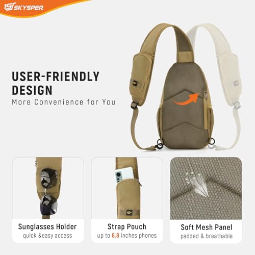 Image of SKYSPER Sling Bag RFID Cross Body Bag Recycled Crossbody Backpack Travel Daypack