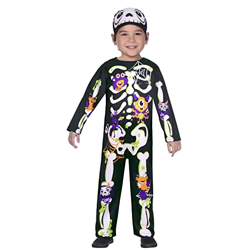 amscan 9916634 Childs Boys Skeleton Cutie Halloween Fancy Dress Costume 2-3 Years, Multicoloured