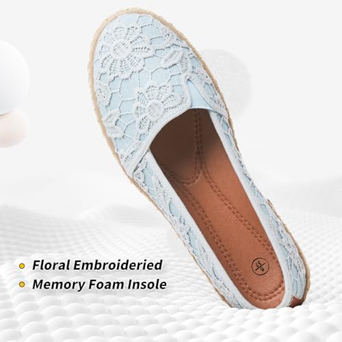 Image of BABUDOG Women's Flats with Flower Embroideried,White Lace Ballet Flats,Comfortable Dress Flats