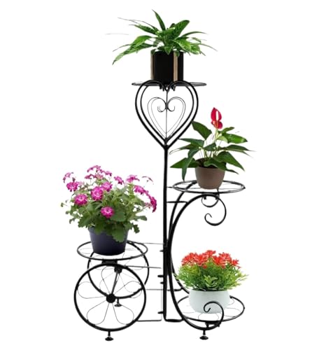 OUYUE Soporte para Plantas Soportes De Metal Modernos De 4 Niveles, Estante De Esquina De Exhibición, Soporte Alto para Maceta, Estante para Múltiples Plantas Escalera para Flores