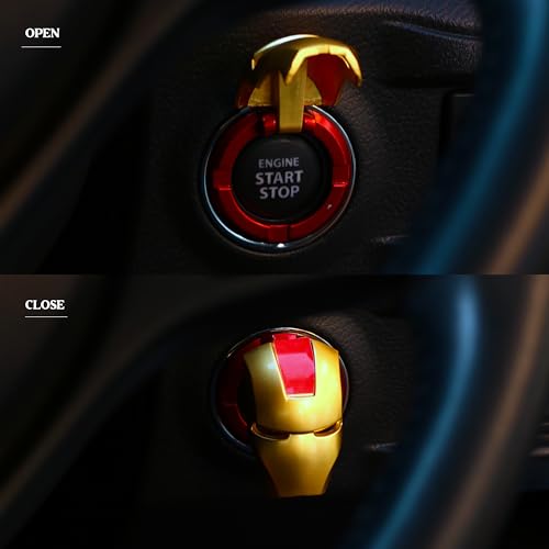 Image of MR WAGON - Protective Car Start Stop Button Cover -Open Close Ignition Cap for Bike and Car -Decorative Car Push Start Button Cover- Auto Accessories for Car Interior (4 cm) Diameter (Gold)