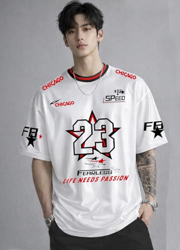 Image of Men's Polyester Oversize Printed T-Shirt, Color Block, Round Neck, Regular Fit, Urban Streetwear Theme