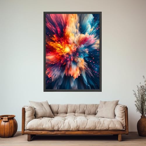Toile abstraite explosion cosmique tableau énergique couleurs vives - 3
