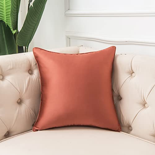 Yongliu Decorative Throw Pillow Cover Luxury Jacquard Pillowcase Satin Square Cushion Case Geometric Pattern Shams For Couch Sofa Bed Bedroom Living Room(Rust Color,18X18 Inch) #TOP1
