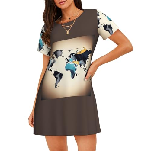 Chemise de nuit imprimé abstrait vêtement de nuit frais pour soirées d'été
