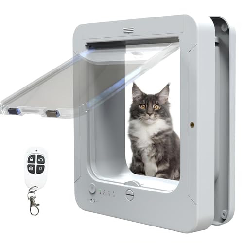 Sportello automatico per animali domestici con microchip, accesso selettivo, telecomando, sistema di chiusura, sportello elettronico intelligente per cani e gatti, impermeabile, resistente alle inte
