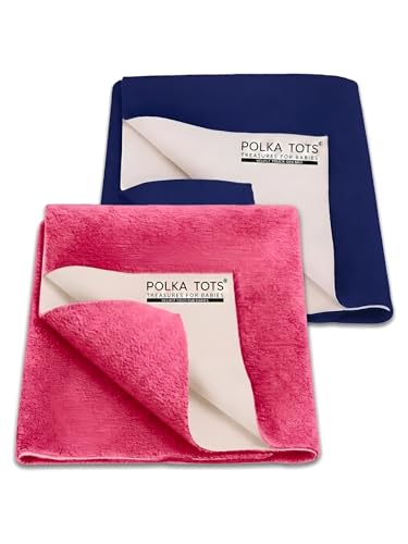 Image of POLKA TOTS Premium Waterproof Dry Sheet for New Born Baby | Extra Absorbent Bed-Cot Protector Mat | Water Proof Sheets for Kids Urine | Rubber Sheet for Adult & Toddlers | 50 x 70 CM S (Pack of 2)