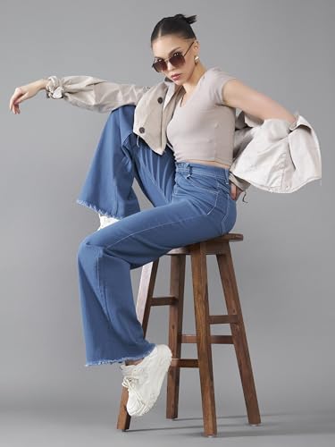 Image of Dolce Crudo Boot Cut High Rise Cropped Jeans for Women
